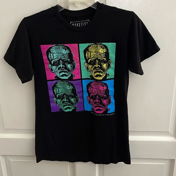 Universal Other - Universal Studios Monsters Black Frankenstein Faces Halloween T-Shirt